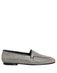 Dolce & Gabbana Silver Crystal Embellished Men Loafers Men's Shoes