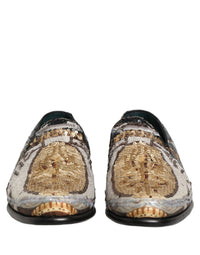 Dolce & Gabbana Multicolor Embroidered Sequin Loafers Men's Shoes