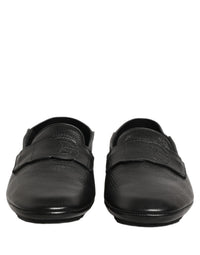 Dolce & Gabbana Black Deerskin Leather Driver Loafers Men's Shoes