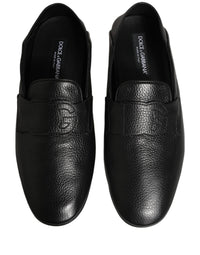 Dolce & Gabbana Black Deerskin Leather Driver Loafers Men's Shoes