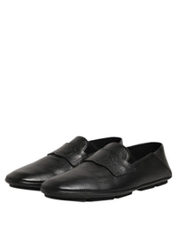 Dolce & Gabbana Black Deerskin Leather Driver Loafers Men's Shoes