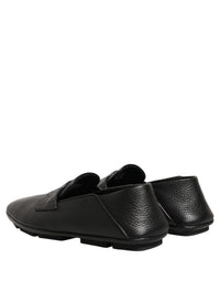 Dolce & Gabbana Black Deerskin Leather Driver Loafers Men's Shoes