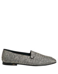 Dolce & Gabbana Gray Glitter Lurex DG Logo Dress Loafers Men's Shoes