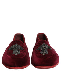 Dolce & Gabbana Red Suede Embellished Men Dress Loafers Men's Shoes