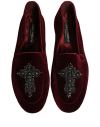 Dolce & Gabbana Red Suede Embellished Men Dress Loafers Men's Shoes