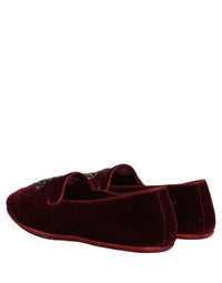 Dolce & Gabbana Red Suede Embellished Men Dress Loafers Men's Shoes