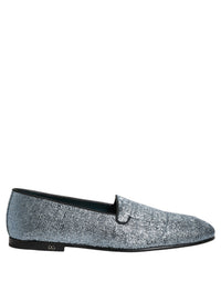 Dolce & Gabbana Blue Glitter Lurex DG Logo Dress Loafers Men's Shoes
