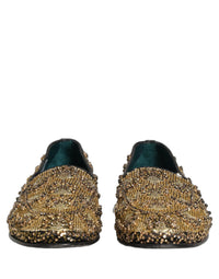 Dolce & Gabbana Gold Sequin Embellished Dress Loafers Men's Shoes