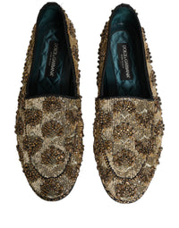 Dolce & Gabbana Gold Sequin Embellished Dress Loafers Men's Shoes