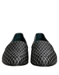 Dolce & Gabbana Black Velvet Diamond Stitched Loafers Men's Shoes
