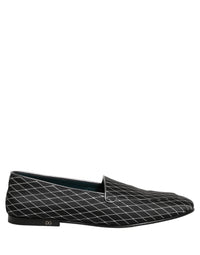 Dolce & Gabbana Black Velvet Diamond Stitched Loafers Men's Shoes
