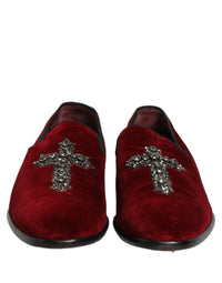 Dolce & Gabbana Maroon Suede Cross Slip On Dress Loafers Men's Shoes