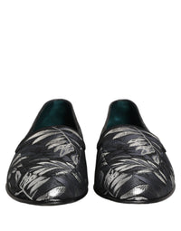 Dolce & Gabbana Black Leaf Embroidery Dress Men Loafers Men's Shoes