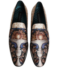 Dolce & Gabbana Multicolor Fruit Print Velvet Loafers Men's Shoes