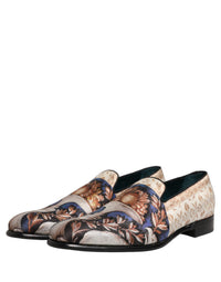 Dolce & Gabbana Multicolor Fruit Print Velvet Loafers Men's Shoes