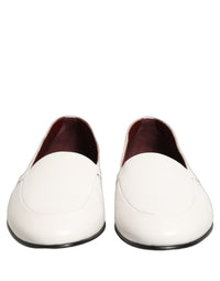 Dolce & Gabbana White Leather Logo Slip On Men Loafers Men's Shoes