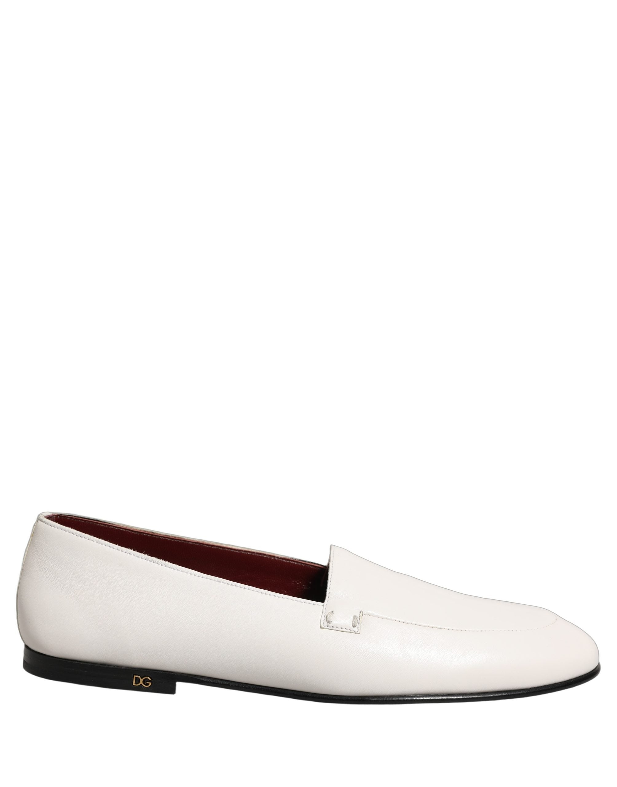 Dolce & Gabbana White Leather Logo Slip On Men Loafers Men's Shoes