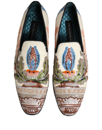 Dolce & Gabbana Multicolor Sequin Embroidered Loafers Men's Shoes