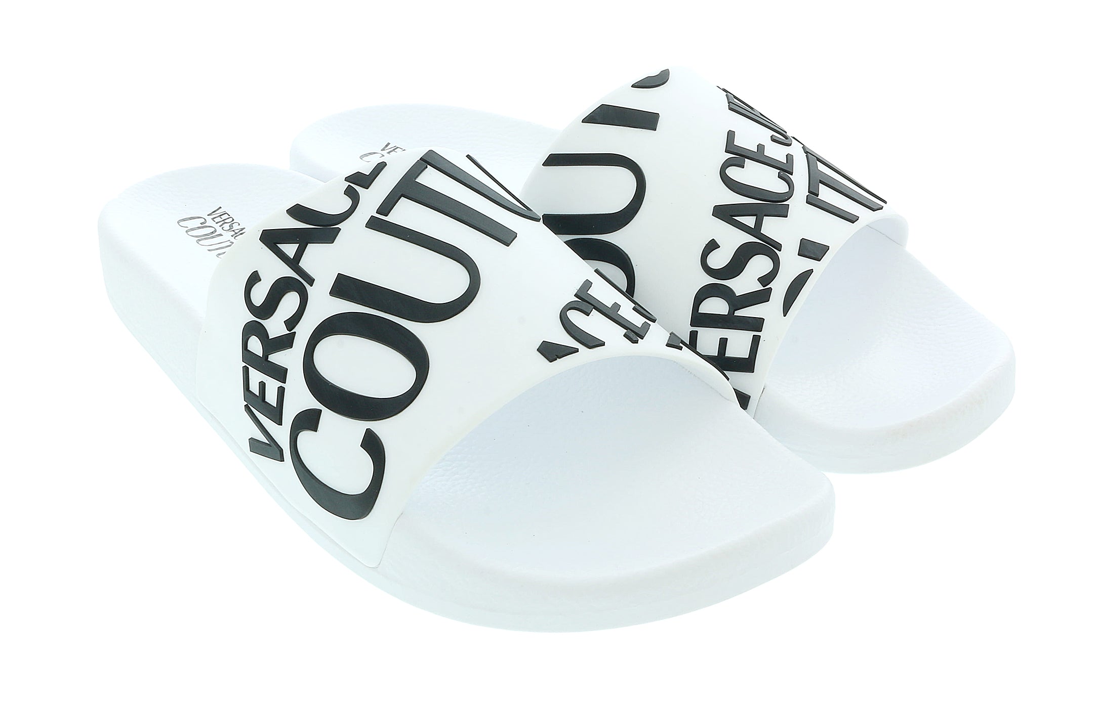 Versace Jeans Couture White Mens Signature Pattern Pool Slide