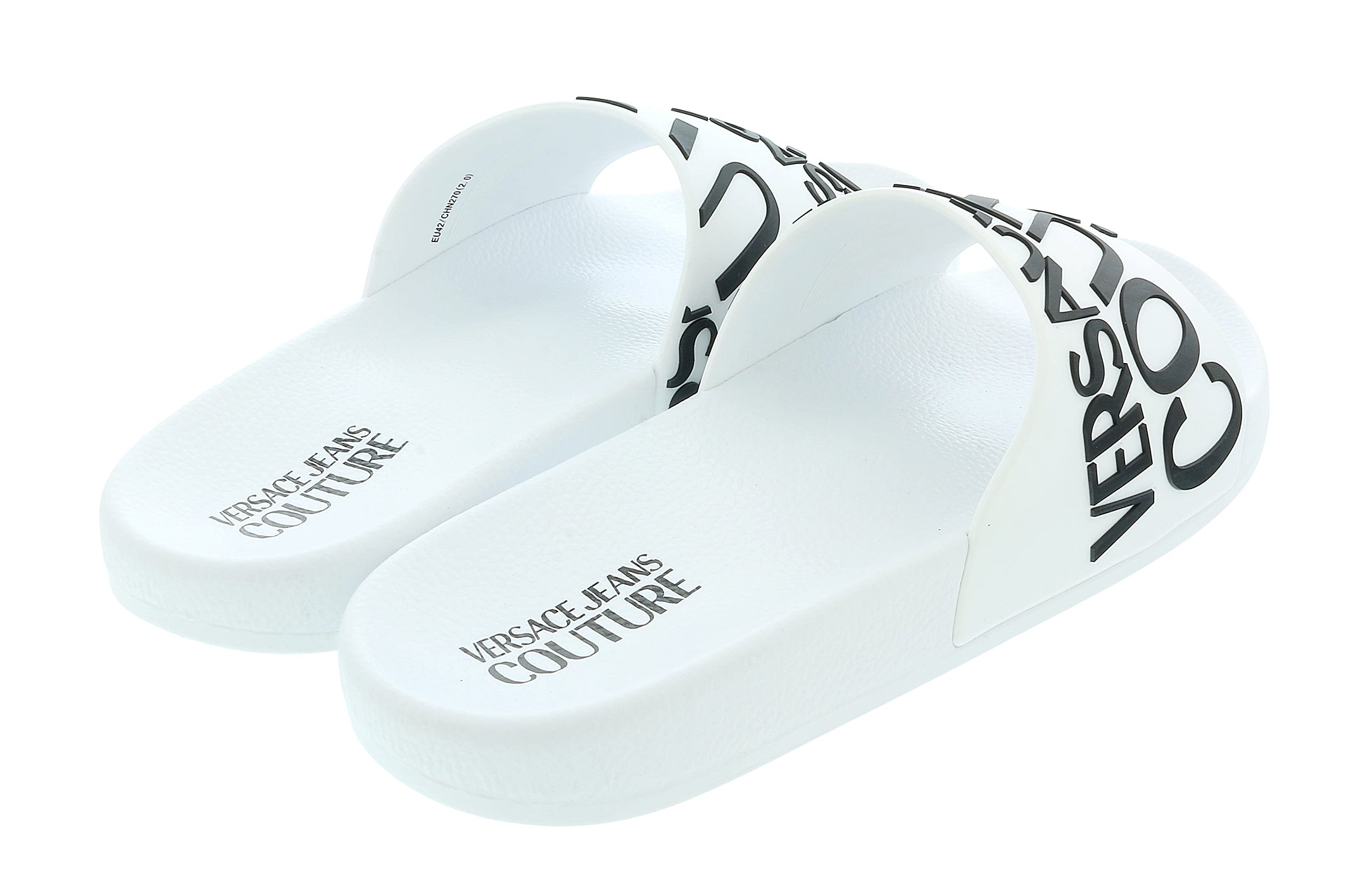 Versace Jeans Couture White Mens Signature Pattern Pool Slide