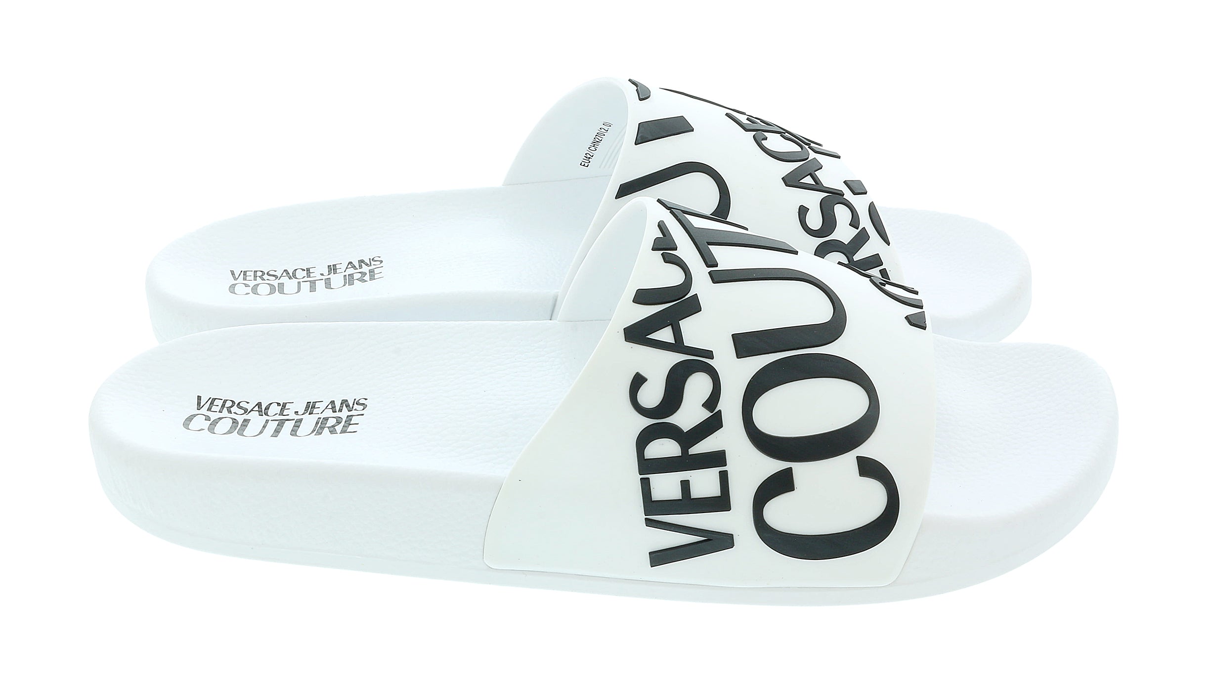Versace Jeans Couture White Mens Signature Pattern Pool Slide