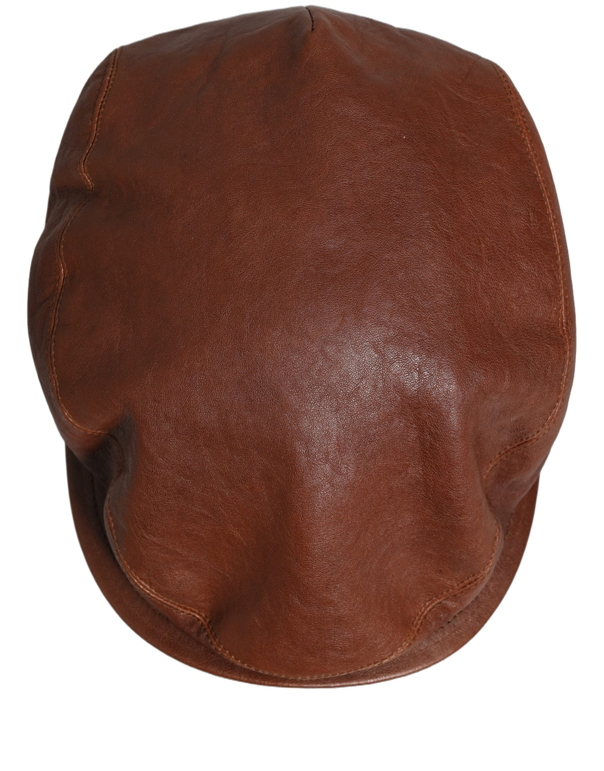 Dolce & Gabbana Men Brown Lamb Leather Newsboy Cloth Capello Men's Hat