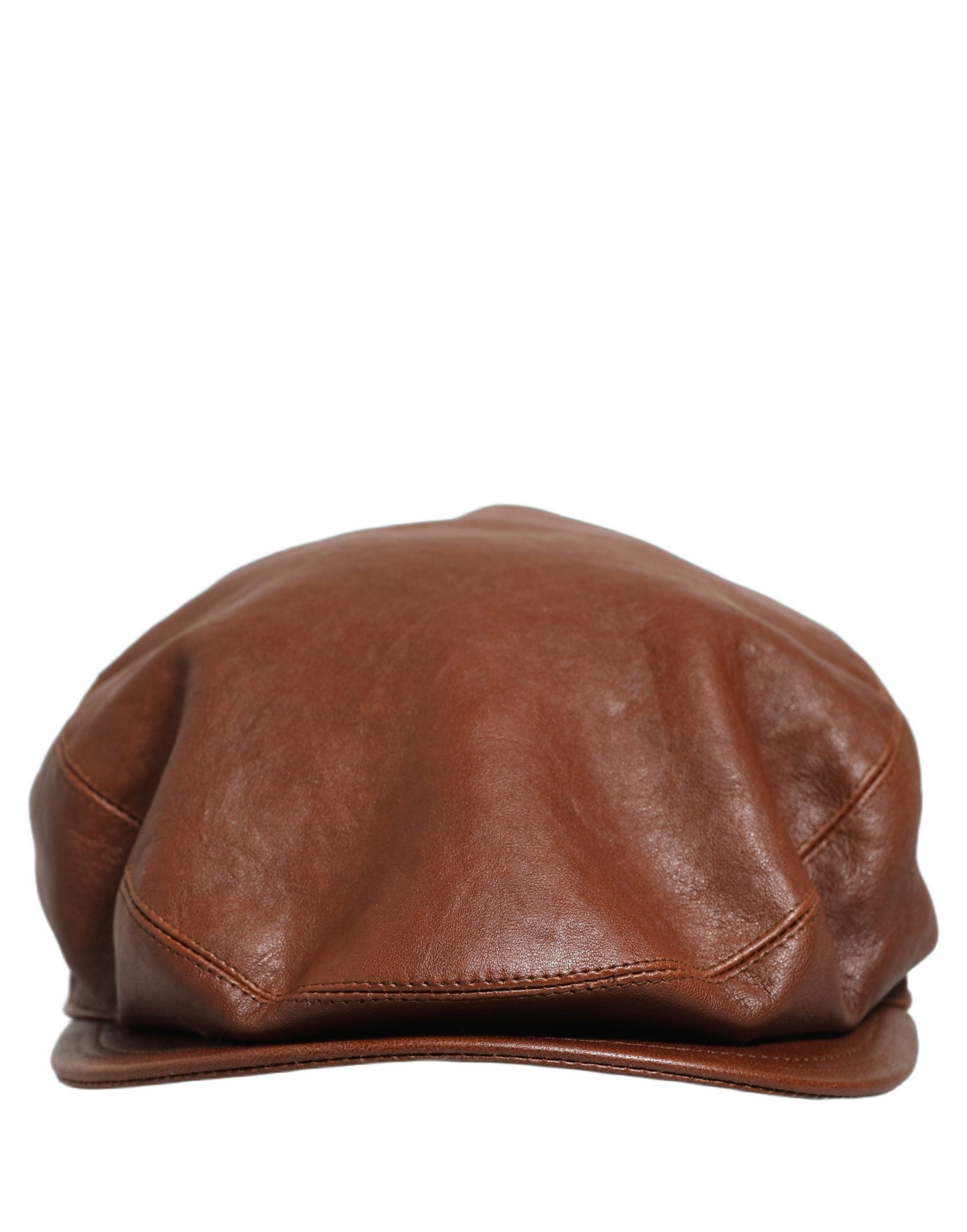 Dolce & Gabbana Men Brown Lamb Leather Newsboy Cloth Capello Men's Hat