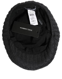 Dolce & Gabbana Men Dark Gray Wool Knitted Newsboy Capello Men's Hat