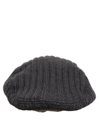 Dolce & Gabbana Men Dark Gray Wool Knitted Newsboy Capello Men's Hat