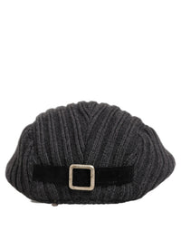 Dolce & Gabbana Men Dark Gray Wool Knitted Newsboy Capello Men's Hat