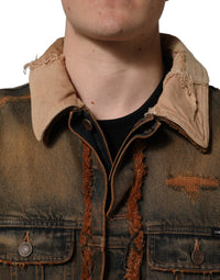 Dolce & Gabbana Multicolor Raw Cut Panelled Denim Men Men's Jacket