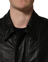 Dolce & Gabbana Dolce & Gabbana Black Leather Full Zip Men Biker Men's Jacket