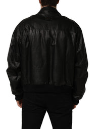 Dolce & Gabbana Dolce & Gabbana Black Leather Full Zip Men Biker Men's Jacket