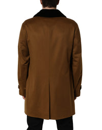 Dolce & Gabbana Brown Cashmere Mink Fur Men Overcoat Men's Jacket