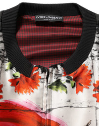 Dolce & Gabbana Multicolor Majolica Bull Print Bomber Men's Jacket