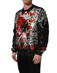 Dolce & Gabbana Multicolor Majolica Bull Print Bomber Men's Jacket
