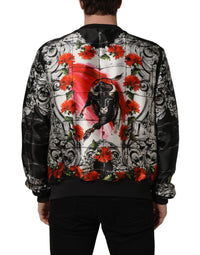 Dolce & Gabbana Multicolor Majolica Bull Print Bomber Men's Jacket