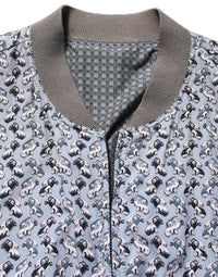 Dolce & Gabbana Light Blue Cotton Car Print Bomber Men's Jacket