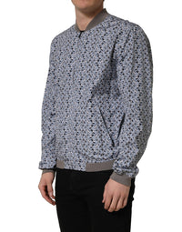 Dolce & Gabbana Light Blue Cotton Car Print Bomber Men's Jacket