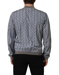 Dolce & Gabbana Light Blue Cotton Car Print Bomber Men's Jacket