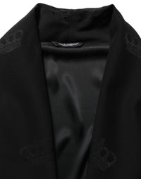 Dolce & Gabbana Black 100% Silk Robe Men Wrap Coat Men's Jacket