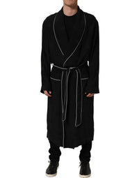 Dolce & Gabbana Black 100% Silk Robe Men Wrap Coat Men's Jacket