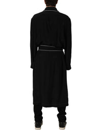 Dolce & Gabbana Black 100% Silk Robe Men Wrap Coat Men's Jacket