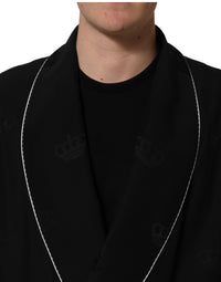 Dolce & Gabbana Black 100% Silk Robe Men Wrap Coat Men's Jacket