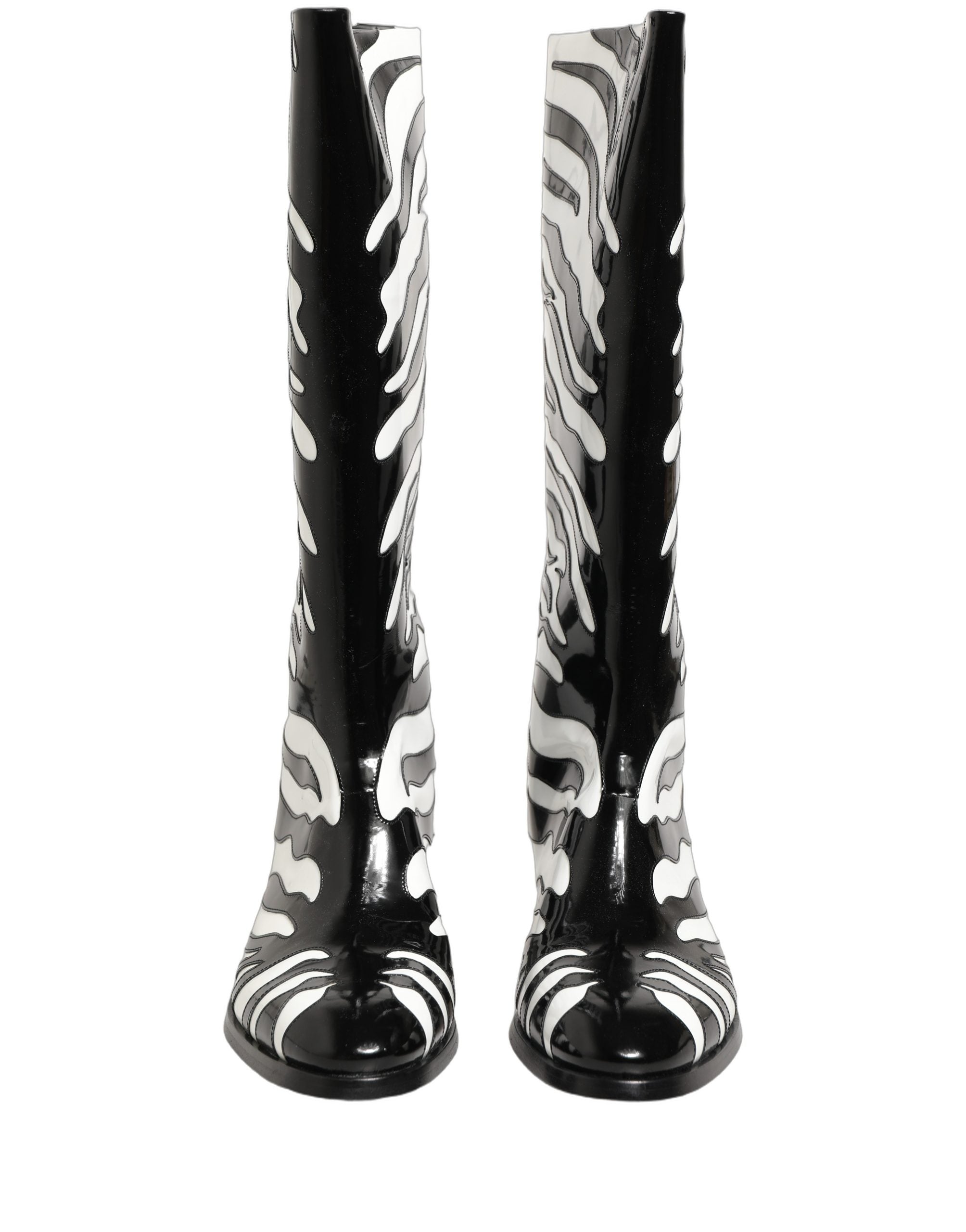 Dolce & Gabbana Dolce & Gabbana Black White Zebra Knee High Men Boots Men's Shoes