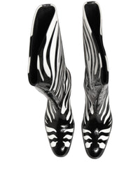 Dolce & Gabbana Dolce & Gabbana Black White Zebra Knee High Men Boots Men's Shoes
