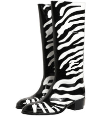 Dolce & Gabbana Dolce & Gabbana Black White Zebra Knee High Men Boots Men's Shoes