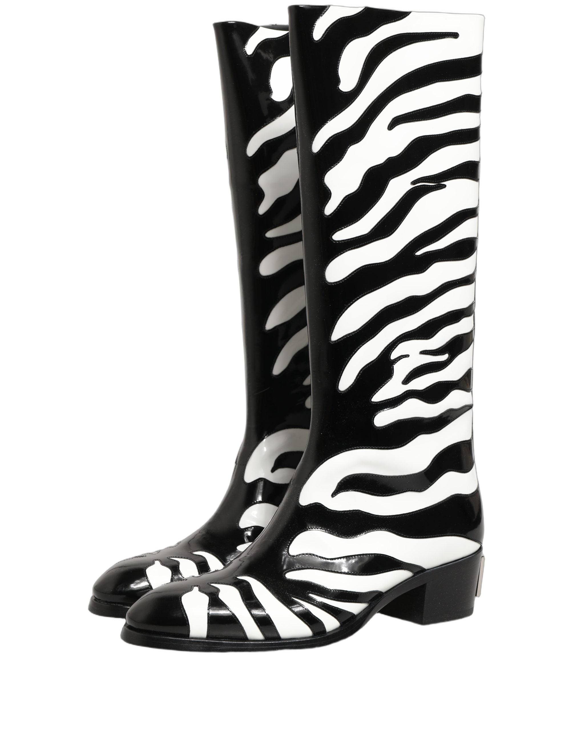 Dolce & Gabbana Dolce & Gabbana Black White Zebra Knee High Men Boots Men's Shoes