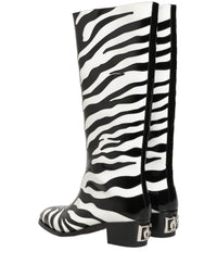 Dolce & Gabbana Dolce & Gabbana Black White Zebra Knee High Men Boots Men's Shoes