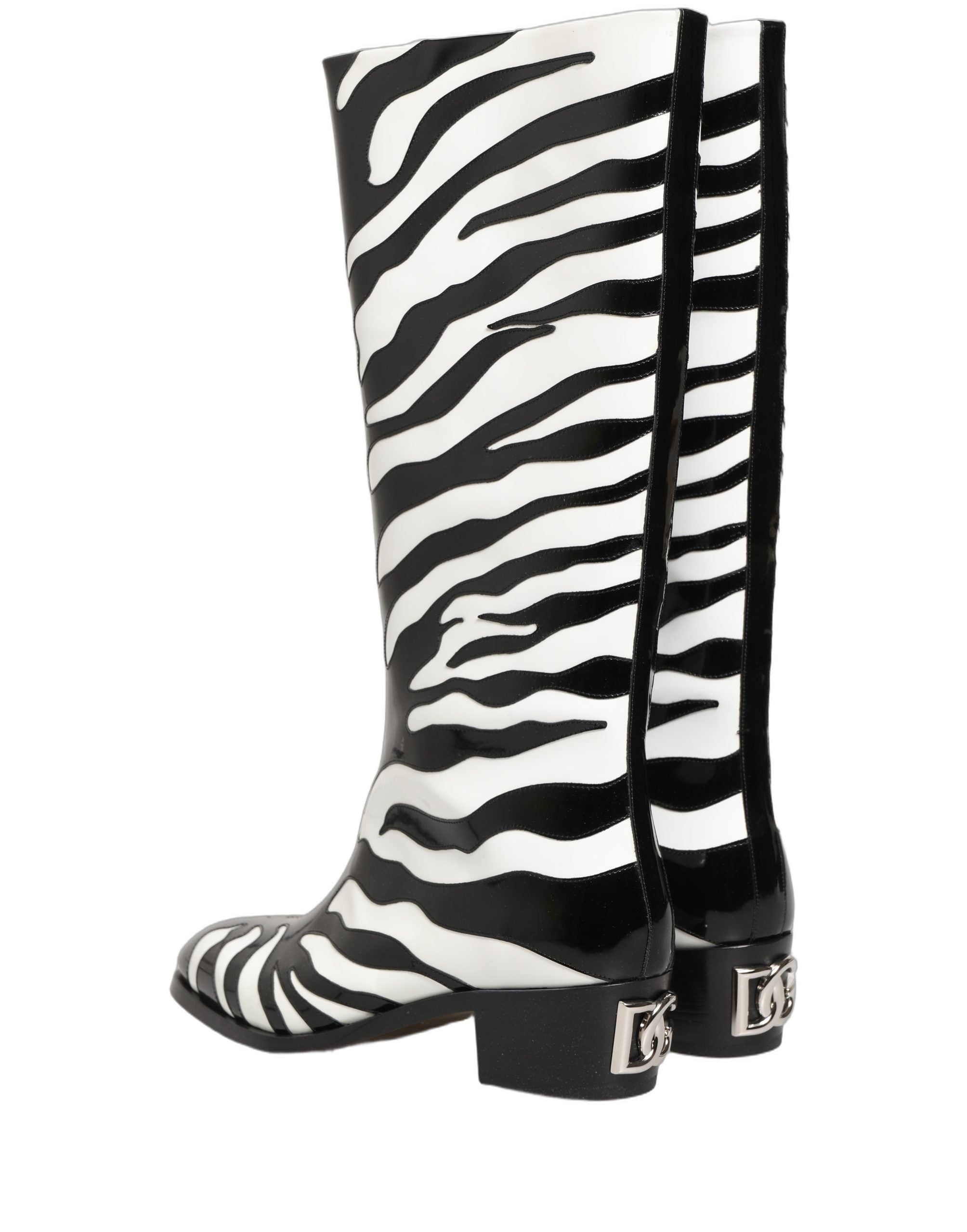 Dolce & Gabbana Dolce & Gabbana Black White Zebra Knee High Men Boots Men's Shoes